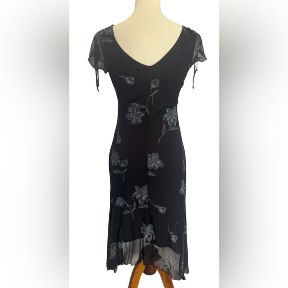 I.N. San Francisco Black Floral Y2K Fairy Goth whimsical Midi Dress Size Medium - Picture 6 of 16